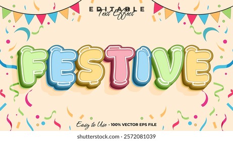 Festive editable text style effect, celebration 3D text style theme.