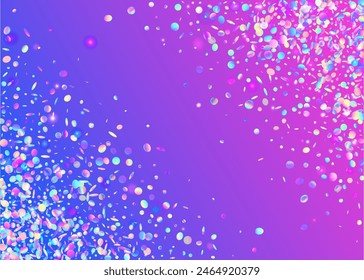 Festive Effect. Falling Dust. Disco Texture. 3d Birthday Illustration. Neon Serpentine. Blue Glare Confetti. Transparent Glitter. Cristal Poster. Purple Festive Effect