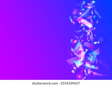 Festive Effect. Glare Concept. Rainbow Flag. Celebrate Background. Surprise Paper. Blue Foil Confetti. Birthday Glitter. Light Christmas Explosion. Purple Festive Effect