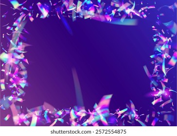 Festive Effect. Retro Holographic Explosion. Unicorn Poster. Light Element. Carnival Background. Carnaval Confetti. Surprise Paper. Purple Laser Ribbon. Blue Festive Effect