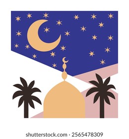 Festive Eid Backgrounds with Crescent Moon