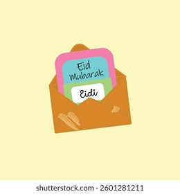 Festive Eidi Envelope – Eid Mubarak Gift Card Illustration