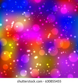 Festive elegant dark abstract background with bokeh lights and stars Texture