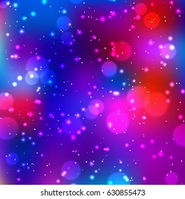 Festive elegant dark abstract background with bokeh lights and stars Texture