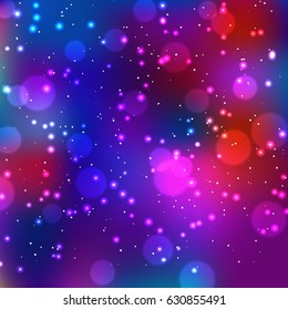 Festive elegant dark abstract background with bokeh lights and stars Texture