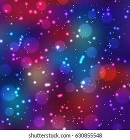 Festive elegant dark abstract background with bokeh lights and stars Texture