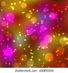 Festive elegant dark abstract background with bokeh lights and stars Texture