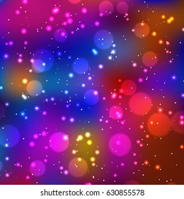 Festive elegant dark abstract background with bokeh lights and stars Texture