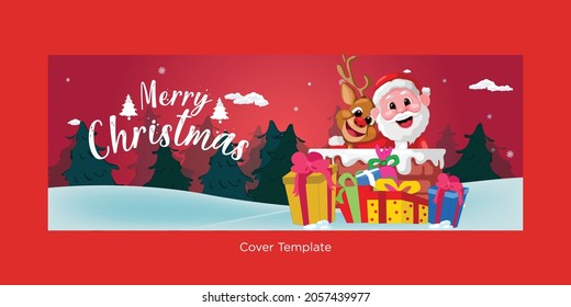 Festive elegant merry Christmas cover page template design.