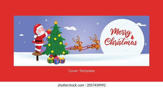 Festive elegant merry Christmas cover page template design.
