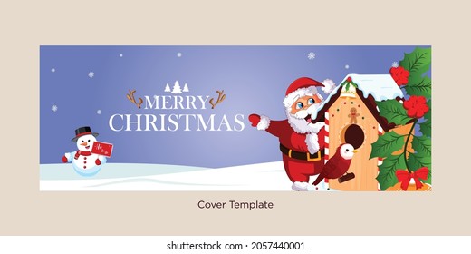 Festive elegant merry Christmas cover page template design.