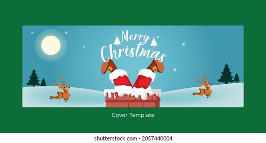Festive elegant merry Christmas cover page template design.