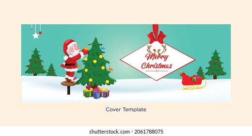 Festive elegant merry Christmas cover page template design.