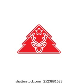 A festive and elegant vector logo featuring a reindeer and a Christmas tree, combining the magic of the holiday season with nature’s beauty. The minimalist design is perfect for branding.