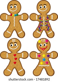 Festive elements. Gingerbread Man. Set.