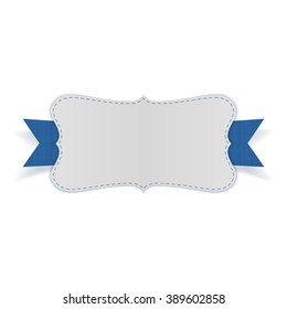 Festive empty Card on blue Ribbon