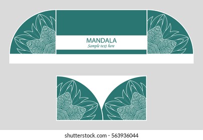 A festive envelope, box, cover for wedding, party, congratulations, I'm sorry. Laser cutting mandala, Oriental motif hand-painted background. Decorative elements for design print. Vector EPS 10