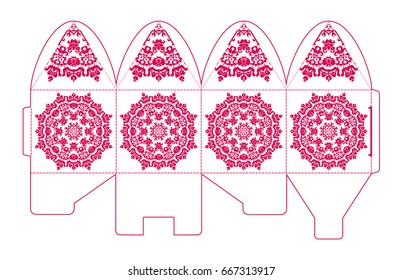 A festive envelope, box, cover for wedding, party, congratulations, I'm sorry. Laser cut mandala, Oriental motif hand-painted background. Decorative elements for design print. Vector EPS 10