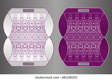 A festive envelope, box, cover for wedding, party, congratulations, I'm sorry. Laser cut mandala, Oriental motif hand-painted background. Decorative elements for design print. Vector EPS 10