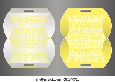 A festive envelope, box, cover for wedding, party, congratulations, I'm sorry. Laser cut mandala, Oriental motif hand-painted background. Decorative elements for design print. Vector EPS 10