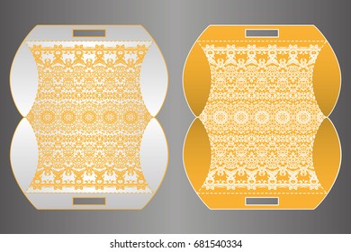 A festive envelope, box, cover for wedding, party, congratulations, I'm sorry. Laser cut mandala, Oriental motif hand-painted background. Decorative elements for design print. Vector EPS 10