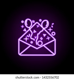 Festive envelope dusk style neon icon. Elements of birthday set. Simple icon for websites, web design, mobile app, info graphics