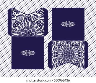 A festive envelope, wrapping, cover. Mandala, Oriental motif for wedding, party, congratulations, asking for forgiveness. Hand painted background. Decorative elements for design print. Vector EPS 10