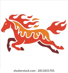 Festive Equine Character Displaying Fiery Hair for Holiday Greeting Card Designs