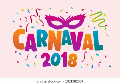 Festive Event in Brazil. Carnival Title With Colorful Party Elements. Travel destination in South America