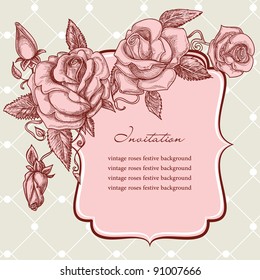 Festive events panel, vintage roses ornaments vector