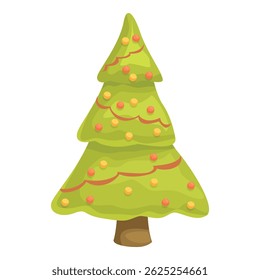 Festive evergreen tree adorned with colorful ornaments, capturing the spirit of christmas