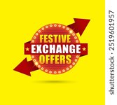 Festive Exchange Offers Retro Logo Unit Vector. Advertising, Sale, marketing, Promotional logo