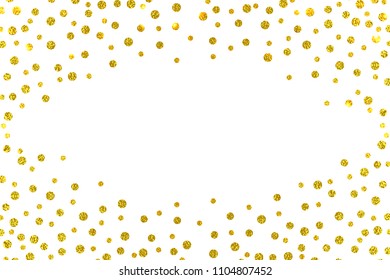 Festive explosion of confetti. Gold glitter background. Golden dots. Vector illustration polka dot .