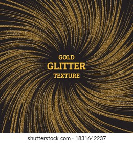 Explosión festiva de confeti. Fondo de brillo dorado para la tarjeta, invitación. Elemento decorativo de vacaciones. Ilustración de partículas brillantes en caída y estrellas aisladas en un fondo oscuro.