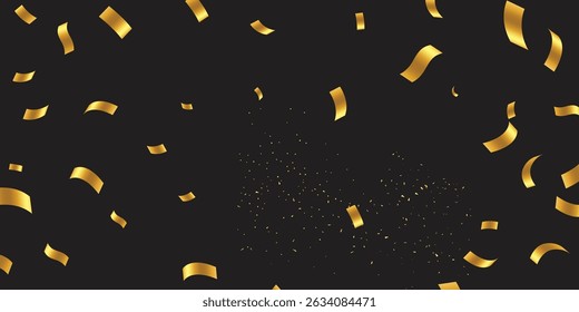 Festive explosion of confetti. Gold glitter background. Golden dots. Vector illustration polka dot. Luxury sparkling confetti. Celebration falling gold glitter. The dust golden sparks.