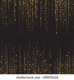 Festive explosion of confetti. Gold glitter background 