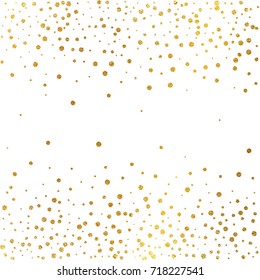 Festive explosion of confetti. Gold glitter background. Golden dots. Vector illustration polka dot.