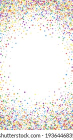 Festive extra confetti. Celebration stars. Joyous confetti on white background. Fetching festive overlay template. Vertical vector background.