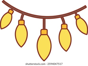 Festive Fairy Lights Vector, Yellow and Brown, High-Quality Holiday Design for Decor Illustrations