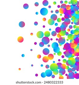 Festive falling confetti decoration vector background. Rainbow round particles carnival decor. Surprise burst party confetti. Holiday celebration decoration illustration. Fun greeting.