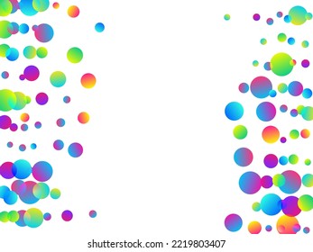Ilustración vectorial de confetti en caída festiva. Decoración de carnaval con partículas redondas de arcoiris. Confeti de la fiesta de los bromistas. Fondo de decoración de celebración de vacaciones. Diseño de Año Nuevo.