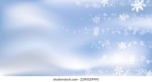La caída festiva de la nieve tiñe de ilustración. Tormenta de nieve congeló elementos. Papel pintado azul cielo de nieve. Bokeh snowflakes vectorial de enero. El paisaje natural de la nieve.