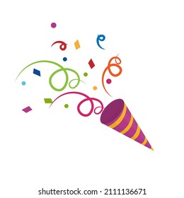 Festive firecracker. Explosion of a festive firecracker with confetti, vector illustration