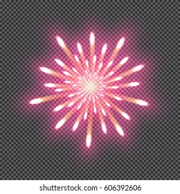 Festive firework, bursting salute, isolated on transparent background. Vector illustration. EPS10.