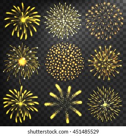 Festive firework bursting shape firework pictograms isolated