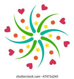 Festive firework bursting shape firework pictograms isolated