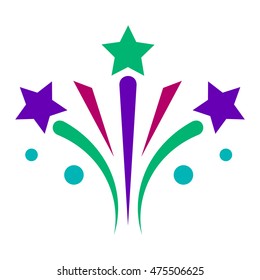 Festive firework bursting shape firework pictograms isolated