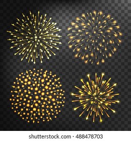 Festive firework bursting shape firework pictograms isolated
