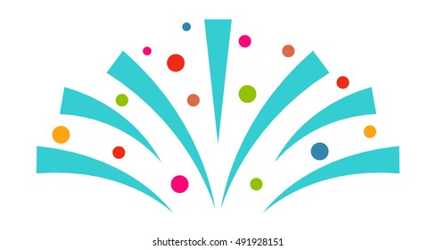 Festive firework bursting shape firework pictograms isolated