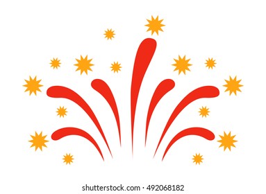Festive firework bursting shape firework pictograms isolated